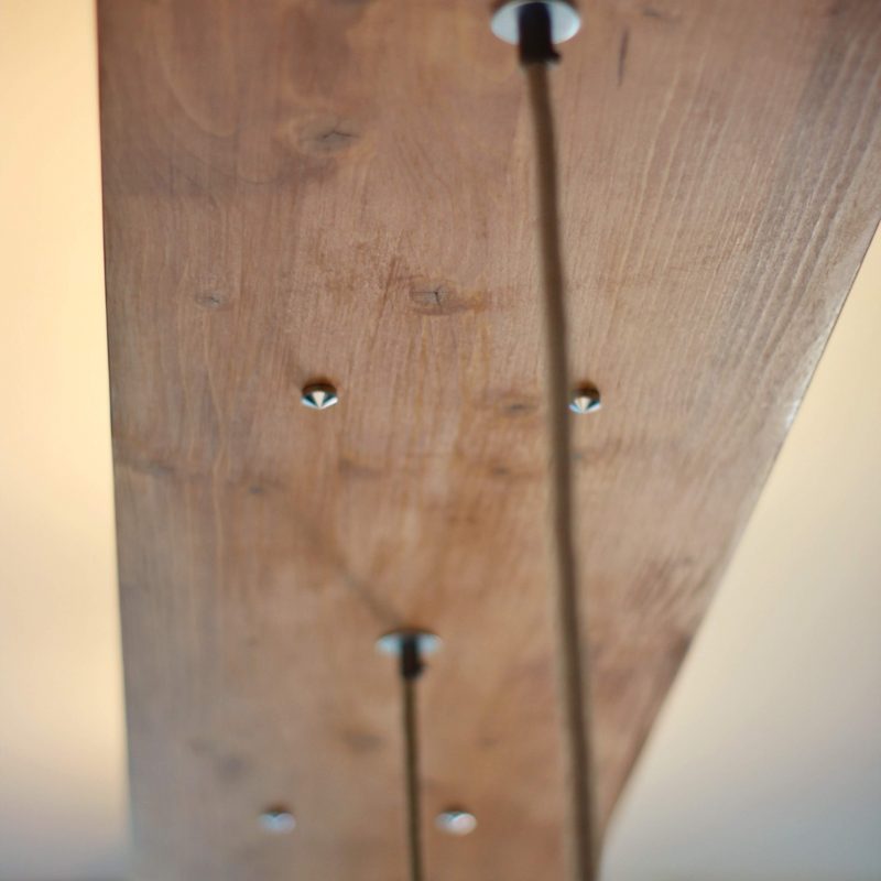 lampadario design legno corda alluminio